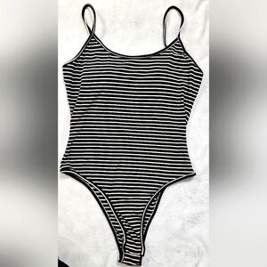 SHEIN EZwear Women's Casual Striped Backless Camisole Bodysuit For Summer Size M
